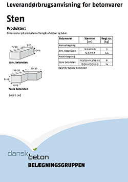 Leverandørbrugsanvisning for betonvarer - sten