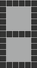 40x40 betonfliser og sorte Patinasten til indkørsel