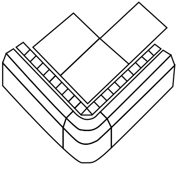 Kantsten i beton med udvendig hjørne