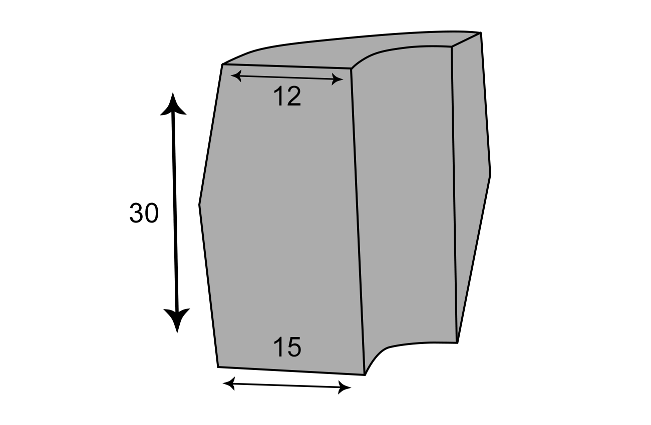 Udvendig hjørnekantsten 12x15x30