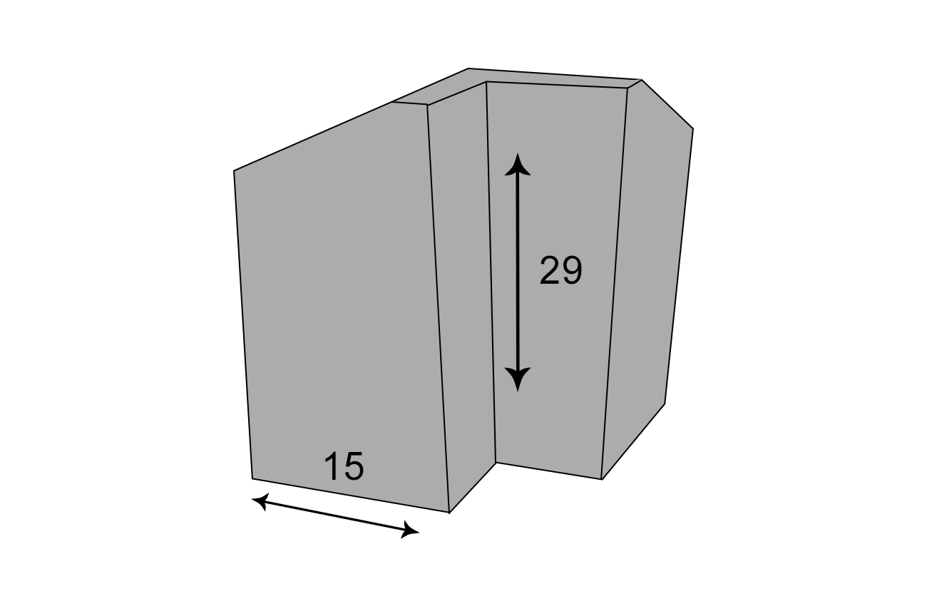 Udvendig hjørnekantsten 15x29